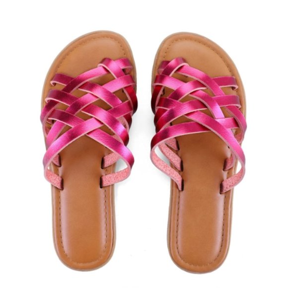 New Mysoft Metallic Strappy Slippers - Pink - size 11
